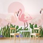 Flamingo with Cactus Wallpaper Mural