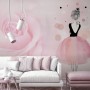 Ballerina Girl and Pink Roses Wallpaper Mural