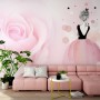 Ballerina Girl and Pink Roses Wallpaper Mural