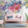 Watercolor Colorful Peony Flowers Wallpaper Mural