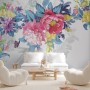 Watercolor Colorful Peony Flowers Wallpaper Mural
