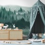 Misty Forest Landscape and Horned Deer Wallpaper Mural