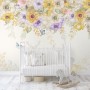 Yellow Floral Art with Horned Deer Wallpaper Mural