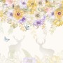 Yellow Floral Art with Horned Deer Wallpaper Mural