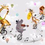 Cartoon Animal with Music Note Wallpaper Mural