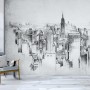 Monochrome Charcoal City Wallpaper Mural