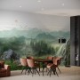 Waterfall with Misty Green Forest Landscape Wallpaper Mural