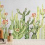 Watercolor Desert Floral and Cactus Wallpaper Mural