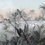 Colorful Parrot and Cute Monkey with Soft Forest Wallpaper Mural
