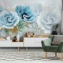 European Style 3D Blue Green Floral Wallpaper Mural
