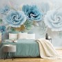 European Style 3D Blue Green Floral Wallpaper Mural