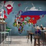 Country Flags on World Map Wallpaper Mural