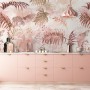Pink Leaf and Blossom Wallpaper Mural