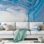 Abstract Turquoise Wave Pattern Wallpaper Mural