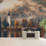 Sunset in Mountain Forest Nature Wallpaper Mural