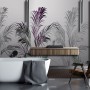 Tropical Fresh Purple Green Palm Leaves Wallpaper Mural
