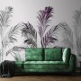 Tropical Fresh Purple Green Palm Leaves Wallpaper Mural