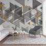 Watercolor Yellow Gray Triangle Geometric Wallpaper Mural