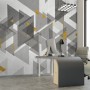 Watercolor Yellow Gray Triangle Geometric Wallpaper Mural