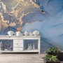 Blue Gold Look Marble with Splash Wallpaper Mural