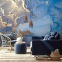 Blue Gold Look Marble with Splash Wallpaper Mural