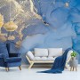 Blue Gold Look Marble with Splash Wallpaper Mural