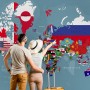 Country Flags on World Map Wallpaper Mural