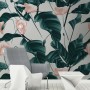 Pink Flower and Leaves Wallpaper Mural
