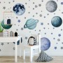 Watercolor Planets and Stars Wall Decal Sticker