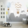 Kids Gray Mountain and Colorful Hot Air Balloon Wallpaper Mural