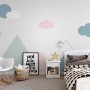 Blue Pink Mountains and Clouds Wallpaper Mural