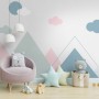 Blue Pink Mountains and Clouds Wallpaper Mural