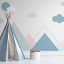 Blue Pink Mountains and Clouds Wallpaper Mural