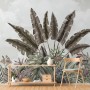 Vintage Tropical Leaf Wallpaper Mural