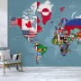 Country Flags on World Map Wallpaper Mural