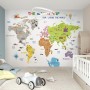 Colorful Kids Map with Historical Place Wallpaper Mural