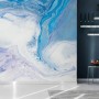 Abstract Turquoise Wave Pattern Wallpaper Mural