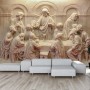 3D Embossed Look Cement Religious Sculpture Wallpaper Mural