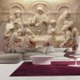 3D Embossed Look Cement Religious Sculpture Wallpaper Mural
