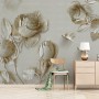 3D Embossed Look Rose Sculpture Wallpaper Mural