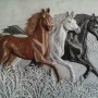 3D Embossed Look Horses Wallpaper Mural