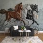 3D Embossed Look Horses Wallpaper Mural