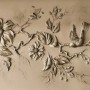 3D Embossed Look Cement Floral Tree Wallpaper Mural