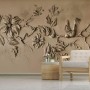 3D Embossed Look Cement Floral Tree Wallpaper Mural