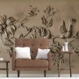 3D Embossed Look Cement Floral Tree Wallpaper Mural