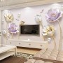 3D Embossed Look Tulip Floral Wallpaper Mural