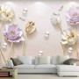 3D Embossed Look Tulip Floral Wallpaper Mural