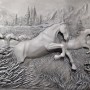 3D Embossed Look Cement Angel Horses Wallpaper Mural
