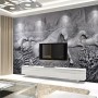 3D Embossed Look Cement Angel Horses Wallpaper Mural