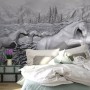 3D Embossed Look Cement Angel Horses Wallpaper Mural